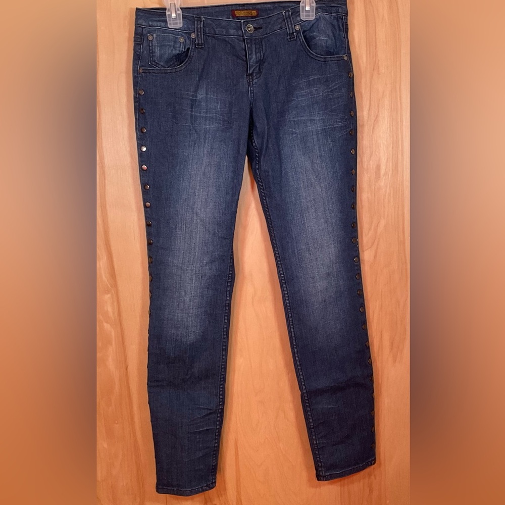 Zara ZD Premium Rivet Detail Dark Blue Denim Jeans - EUC